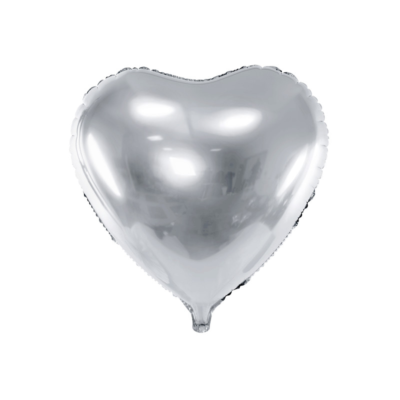 Pallone PALLONCINO CUORE Argento in foil Mylar - gonfiabile ad aria o elio 45CM