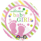 Pallone PALLONCINO in foil MYLAR Welcome Baby Girl Benvenuta Nascita Bimba 43cm