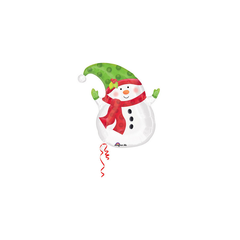 Pallone PALLONCINO in mylar Pupazzo di Neve NATALE - gonfiabile ad elio o aria - 51x58cm