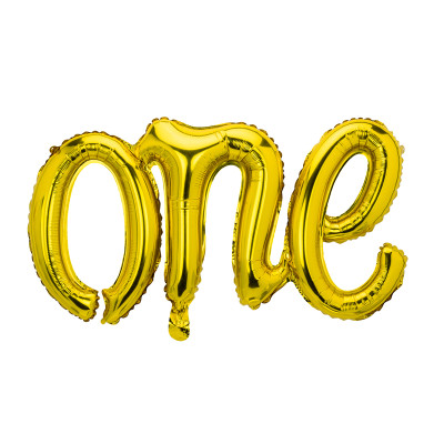 pallone PALLONCINO scritta festone ONE - ORO - gonfiabile ad aria 66x37cm