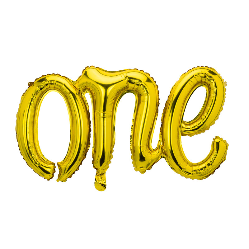 pallone PALLONCINO scritta festone ONE - ORO - gonfiabile ad aria 66x37cm