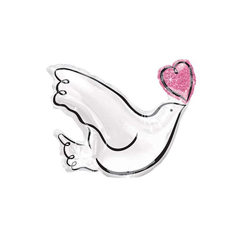 Pallone Sposi colombe e cuori -PALLONCINO gonfiabile ad aria - mini shape