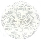 Piatti dessert decorati fantasia ARGENTO in plastica Ø18 - 6 pezzi - addobbo decoro tavola TORTA