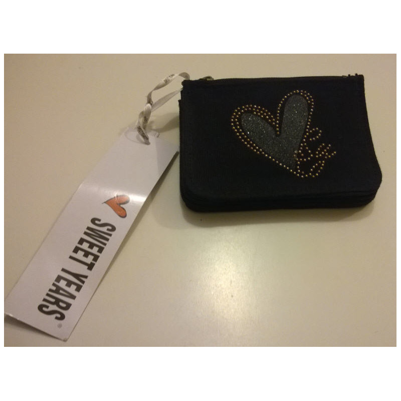 PORTAFOGLIO NERO SWEET YEARS 4 SCOMPARTI 13X10CM