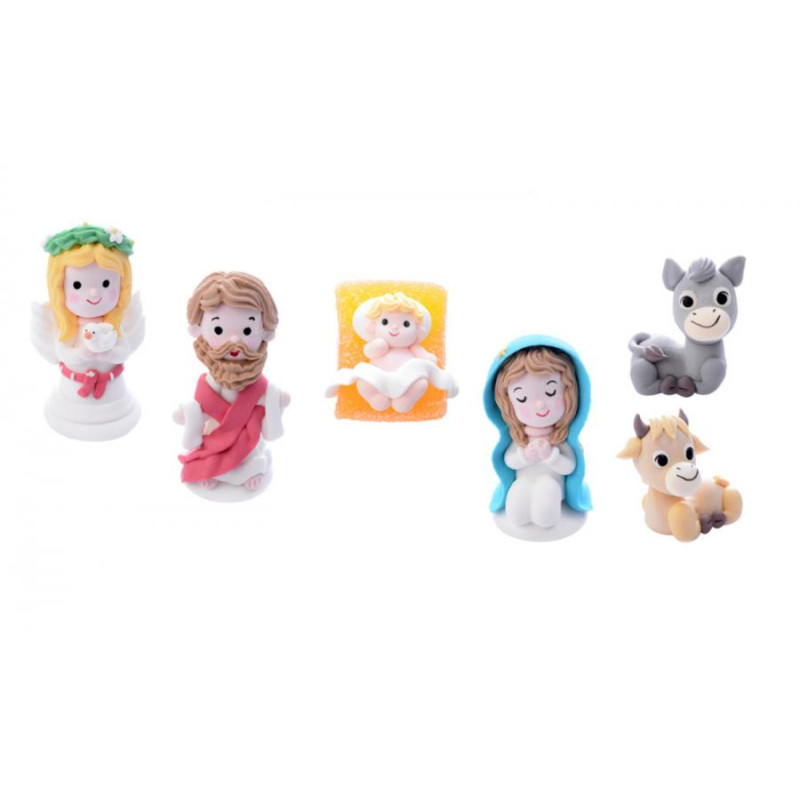 Presepe SACRA FAMIGLIA completa 3D - Decorazione in zucchero per Torte e Dolci