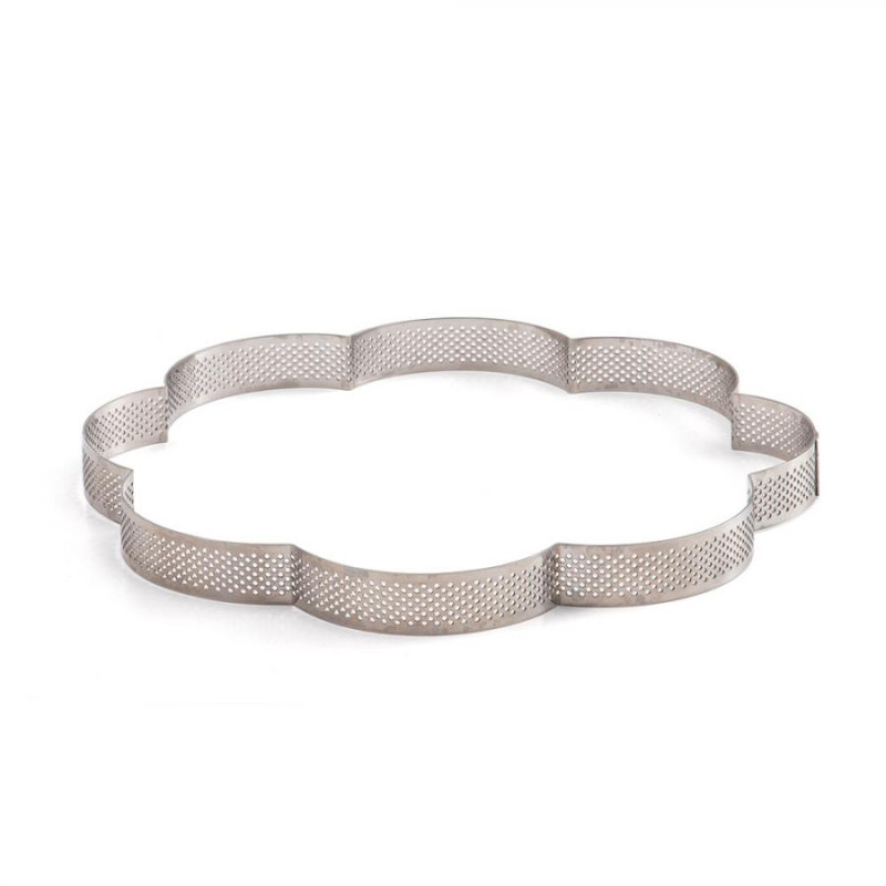 Sagoma microforata a forma di FIORE - CROSTATA - 24x24cm- Fascia in acciaio inox