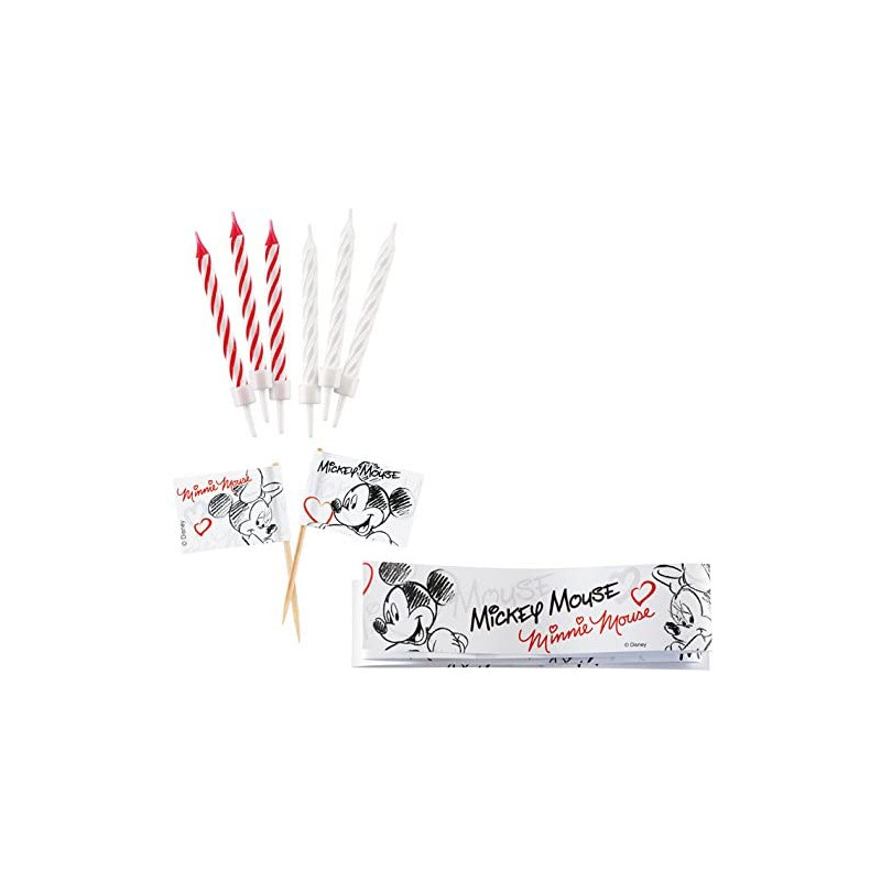 Set 12 Canele + 6 Picks + Fascetta Torta TOPOLINO - MICKEY MOUSE