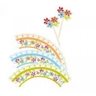 Set 12 Fasce per pirottini- Avvolgi CUP CAKE Muffin e 12 picks FIori decorativi