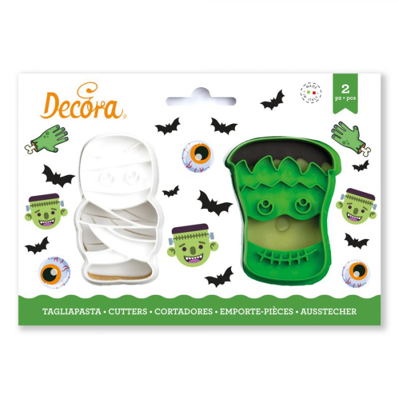 Set 2 TAGLIAPASTA Halloween Mostri Frankenstein e Mummia - per biscotti o dolci