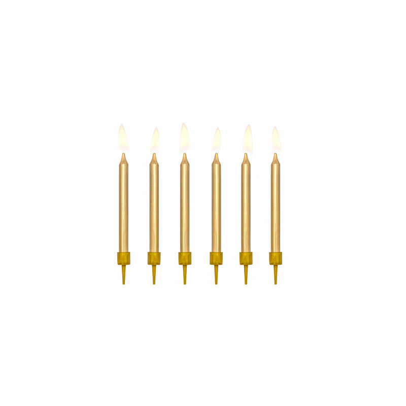 Set 6 Candela colore ORO - 6cm - candelina in cera per torte e dolci