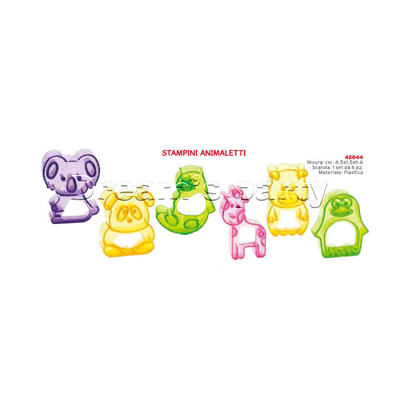 SET 6 STAMPI ANIMALETTI DIMENSIONE  4,5X1,5XH6  CM