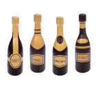 Set 4 bottiglie spumante BRUT in CIOCCOLATO - decorazione torta natale capodanno
