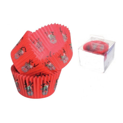 Set 88 pezzi pirottini in carta decorazione Rosso, Renna, natale - Cupcake, muffin