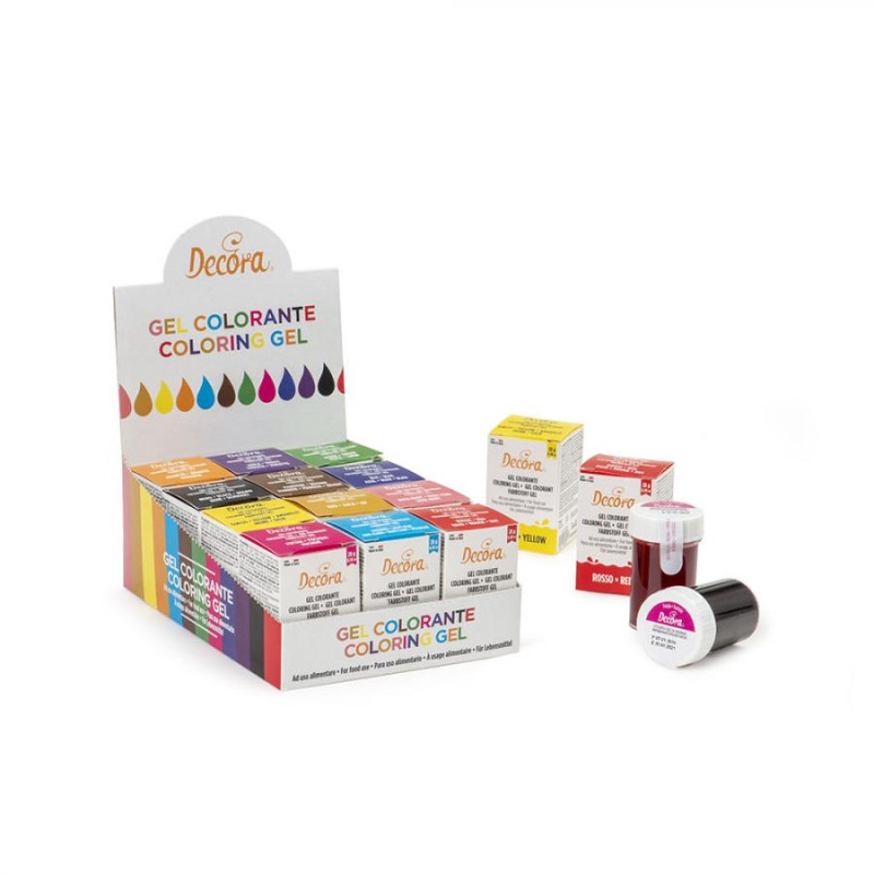 Set assortito 12 Vasetti Colorante Gel alimentare - per pasta di zucchero, panna