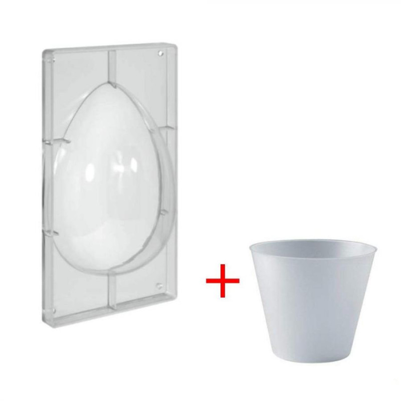 Set Stampo Uovo Cioccolato 500g Uova di Pasqua Liscio + 5 Base PLASTICA Svasata