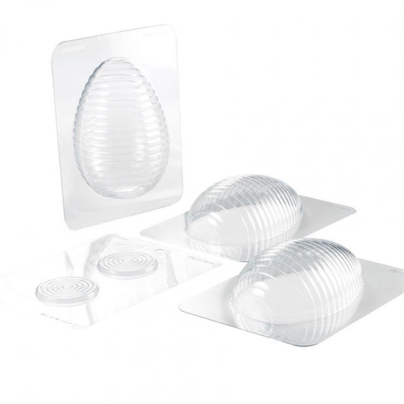 Stampo Uovo Cioccolato RIGHE ORIZZONTALI in polietilene Forma Uova Pasqua 270gr