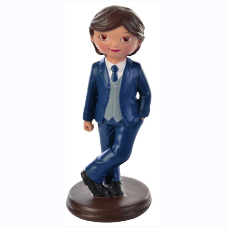 STATUINA centrotorta COMUNIONE o cresima BIMBO vestito Blu - bambino MASCHIO
