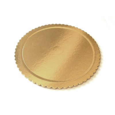 Vassoio tondo ALA oro in cartone, piatto sottotorta rigido circolare Ø26cm