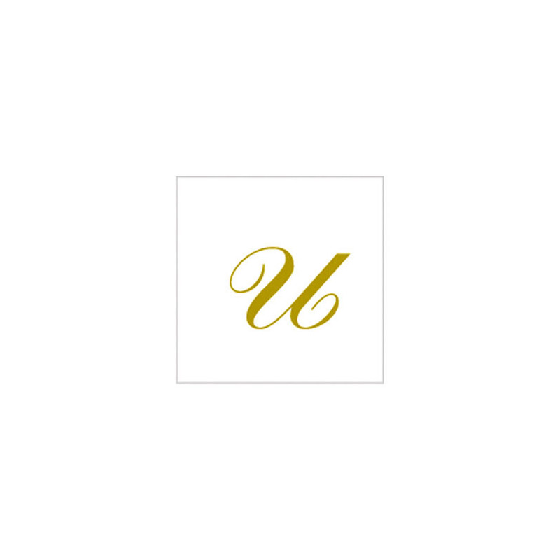 20 Tovaglioli in carta Bianchi con Lettera U oro satinato - 25x25cm - 2 veli