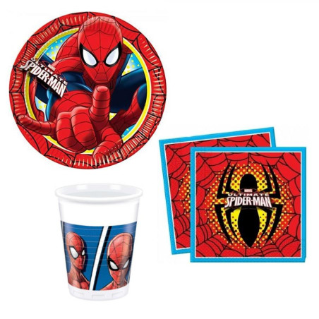 Coordinato tavola Spiderman - feste party bambini piatti tovaglioli e  Bicchieri