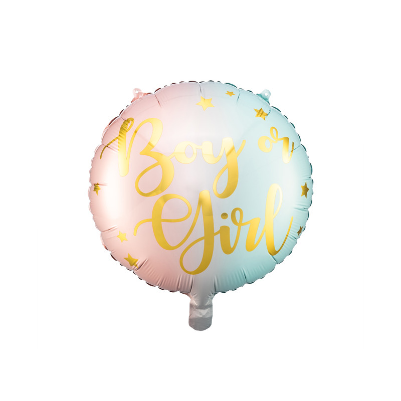 Pallone mylar GENDER REVEAL BABY SHOWER - BOY or GIRL - 45cm gonfiabile ad elio
