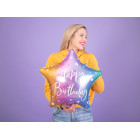 Palloncino foil mylar stella sfumata HAPPY BIRTHDAY - gonfiabile ad elio - 40 cm