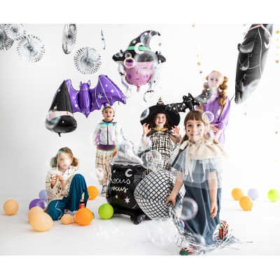 PALLONCINO in foil Mylar a forma di Pipistrello Viola 119x51cm - Halloween