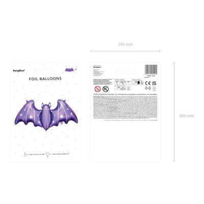 PALLONCINO in foil Mylar a forma di Pipistrello Viola 119x51cm - Halloween