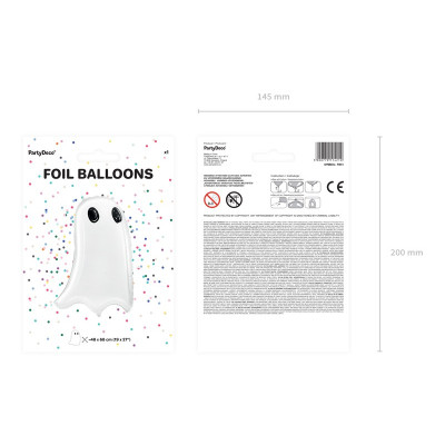 PALLONCINO in foil Mylar a forma di FANTASMA Fantasmino Bianco 63x83cm Halloween