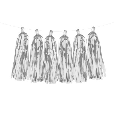 Set fai da te Ghirlanda di Nappa in carta - 12pz - colore Argento Lucido