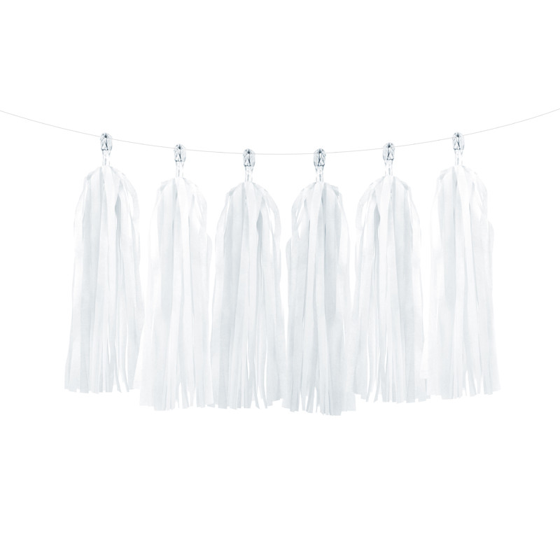 Set fai da te Ghirlanda di Nappa in carta - 12pz - colore Bianco