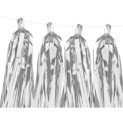 Set fai da te Ghirlanda di Nappa in carta - 12pz - colore Argento Lucido