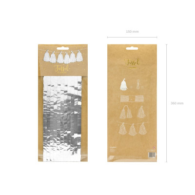 Set fai da te Ghirlanda di Nappa in carta - 12pz - colore Argento Lucido