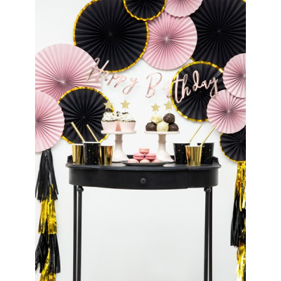 Set fai da te Ghirlanda di Nappa in carta - 12pz - colore Nero e Oro Lucido