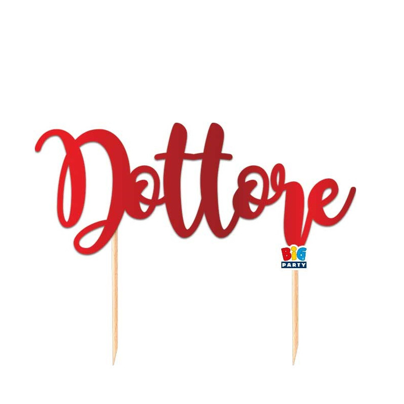 Cake Topper in carta DOTTORE Rosso per la LAUREA del LAUREATO decorazione torte