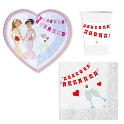 Coordinato tavola Unione Civile Donna Donna Lesbo piatti bicchieri tovaglioli -