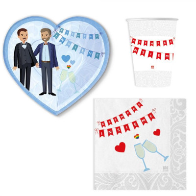 Coordinato tavola Unione Civile Uomo Uomo gay piatti bicchieri tovaglioli -