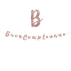 Festone in carta BUON COMPLEANNO corsivo ROSA GOLD Lucido Ghirlanda decorativa