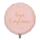 Palloncino foil mylar BUON COMPLEANNO ROSA e Oro - gonfiabile ad elio - 45cm
