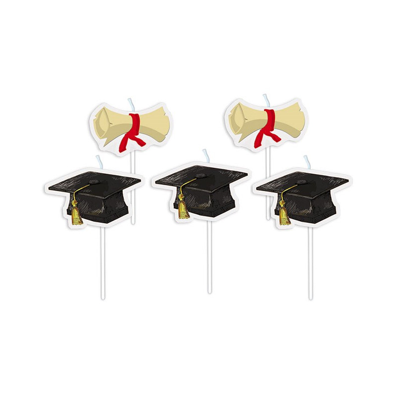 5 Candele in cera LAUREA - Cake Toppercon Tocco e Pergamena decorazione torte