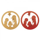 Set 2 Presepe di Natale in Zucchero 2D Rosso e Oro decorazione natalizia dolci