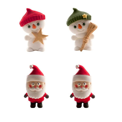 Set 3 Soggetti Natalizi in Zucchero per dolci - Pupazzo di Neve, Babbo Natale, Renna