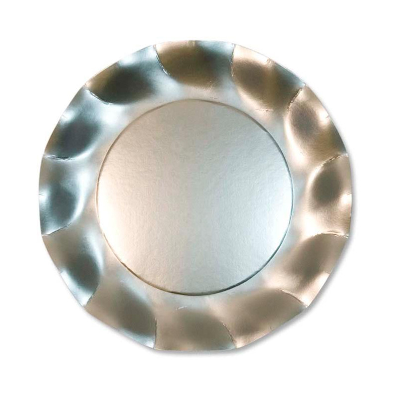 10 Piatti Argento satinato in carta monouso Ø27cm - addobbo decoro tavola