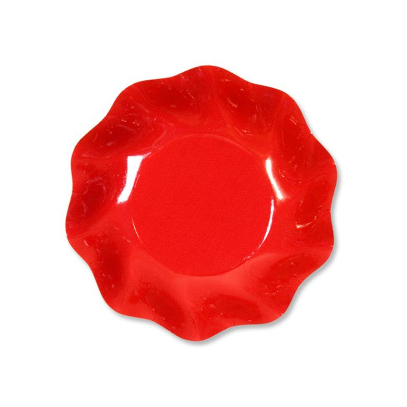 8 PIATTI fondi Ø18,5cm - Coppetta ROSSO -  in carta compostabile