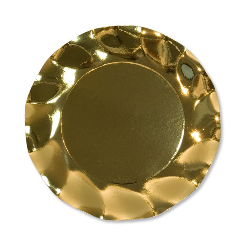 8 Piatti ORO lucido in carta monouso Ø27cm - addobbo decoro tavola