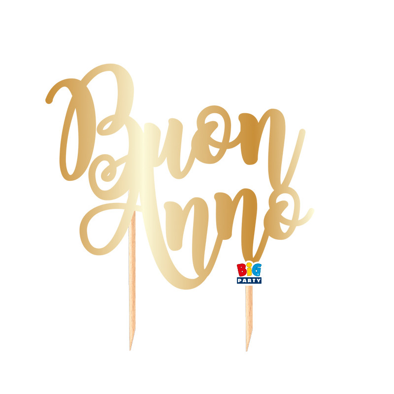 Cake Topper in carta BUON ANNO oro decorazione torte dolci capodanno 20cm