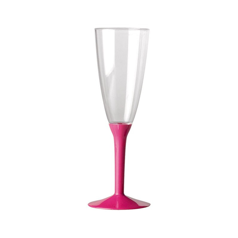 20 Flute in plastica con gambo FUCSIA - Flutes rigido monouso - Calici da Spumante