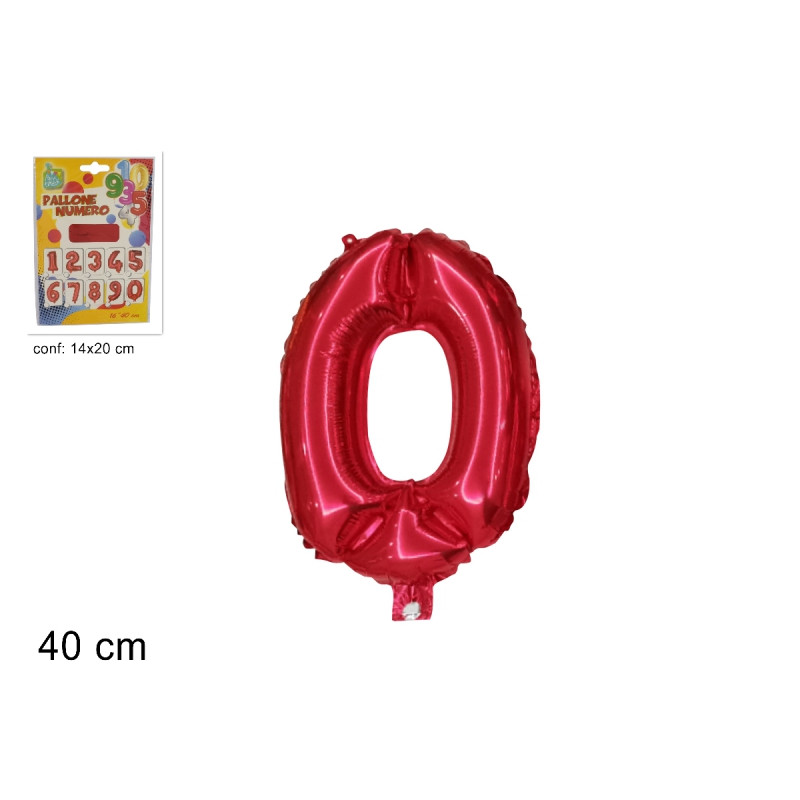 Pallone numero 0 Zero - ROSSO in MYLAR foil - PALLONCINO numerale 41cm