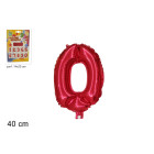 Pallone numero 0 Zero - ROSSO in MYLAR foil - PALLONCINO numerale 41cm