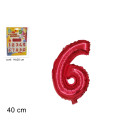 Pallone numero 6 SEI - ROSSO in MYLAR foil - PALLONCINO numerale 41cm